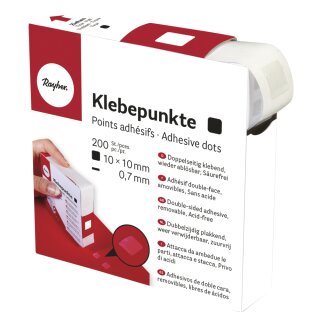 Klebepunkte, 10x10mm, 0,7mm, Rolle  200 Stück