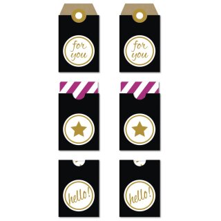 Sticker Tags - for you, 3,2x5,3cm, SB-Karte 6Stück, schwarz