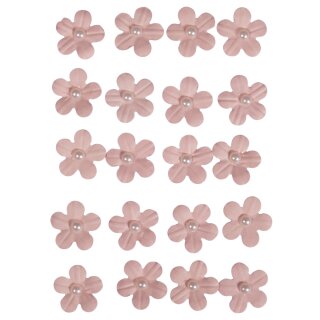 Deko-Sticker: Papierblüten m. Halbperle, m. Klebepunkt,  20Stück, rosé