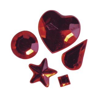 Acryl-Strasssteine zum Aufkleben, 3-12 mm, 5 Sorten,  58 Stück, rot
