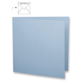 Karte quadr.,doppelt,uni,FSC Mix Credit, 150x300mm, 220g/m2, Beutel 5Stück, babyblau