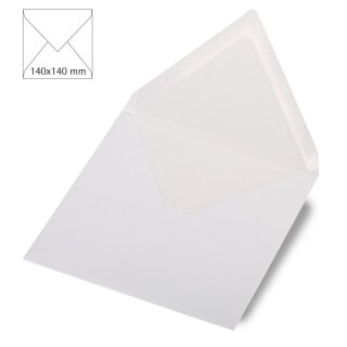 Kuvert quadratisch,met., FSC Mix Credit, 140x140mm, 120g/m2, Beutel 5Stück, weiß metallic