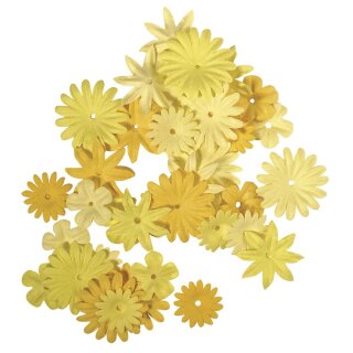Papier-Blütenmischung, 1,5-2,5 cm, 4 Sorten, SB-Tube 36 Stück, Gelbtöne