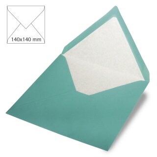 Kuvert quadratisch, uni,FSC Mix Credit, 140x140mm, 90g/m2, Beutel 5Stück, türkis