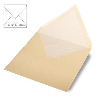 Kuvert quadratisch, uni,FSC Mix Credit, 140x140mm, 90g/m2, Beutel 5Stück, beige