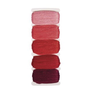 Baumwoll- Garn Stitch&Knot, 5 Farben je 10m,  50m, kirschrot