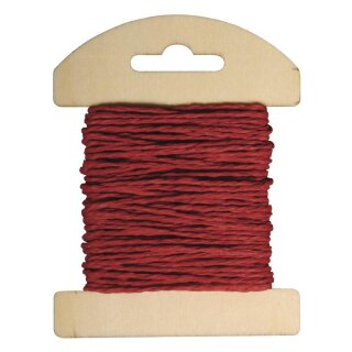 Papier Kordel, 1,2mm ø, auf Holzkarte, 10m, ziegelrot