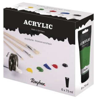 Acrylic-Set 6 x 75 ml, Künstleracrylfarbe , Karton 450ml