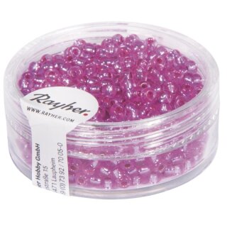 Rocailles, 2,6 mm ø, mit Silbereinzug, Dose 16g, pink, nicht waschbar