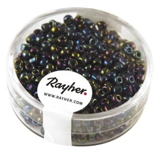 Rocailles, 2,6 mm ø, opak gelüstert, Dose 17g, schwarz