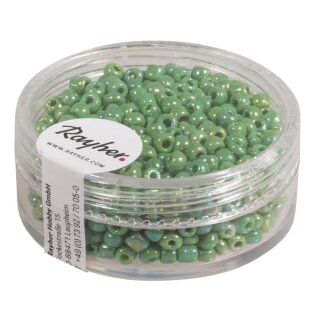 Rocailles, 2,6 mm ø, opak gelüstert, Dose 17g, grün