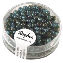 Rocailles m.Silbereinzug+Rainbow, ø 4 mm, Dose 17g, smaragd