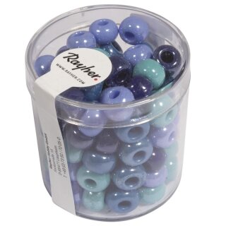 Glas-Großlochradl,opak,blau, türkis Töne, ø 8,7 mm, Dose 55g
