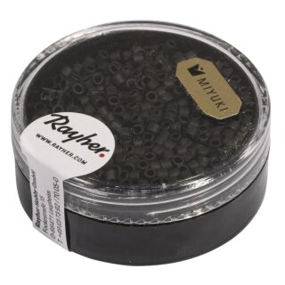 Delica-Rocailles, 2,2mm ø, metallic matt, Dose, schwarz, 7g