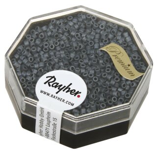 Delica-Rocailles, 1,6mm ø, metallic matt, Dose, blaugrau, 6g