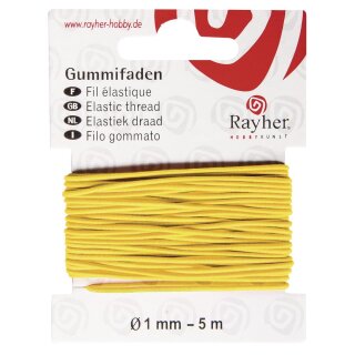 Gummifaden, 1mm ø, Karte 5m, gelb