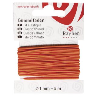 Gummifaden, 1mm ø, Karte 5m, orange