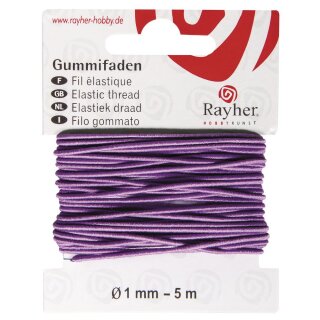 Gummifaden, 1mm ø, Karte 5m, lila