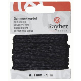 Schmuckkordel, ø 1 mm, SB-Karte 20 m, d.blau