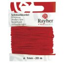 Schmuckkordel, ø 1 mm, SB-Karte 20 m, rot