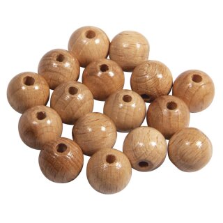 Holz Perlen FSC 100%, poliert, 12mm ø,  32 Stück, natur