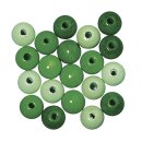 Holz Perlen Mischung FSC 100%, 10mm ø, poliert,  52 Stück, grün Töne