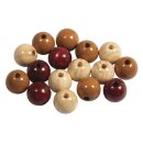 Holz Perlen Mischung FSC 100%, 12mm ø,  32 Stück, braun Töne