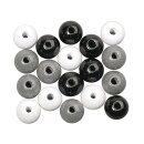 Holz Perlen Mischung FSC 100%, 12mm ø, poliert,  32 Stück, schwarz/weiß Töne