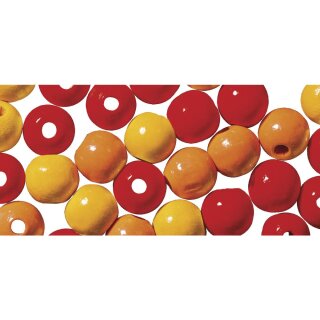 Holz Perlen Mischung FSC 100%, 8mm ø, poliert,  82Stück, orange,rot,gelb
