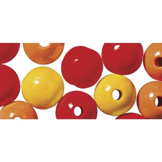Holz Perlen Mischung FSC 100%, 12mm ø, poliert,  32 Stück, orange,rot,gelb
