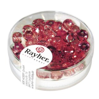 Glas Schliffperle Radl, 6x3mm, Dose 40 Stück, rubin irisierend