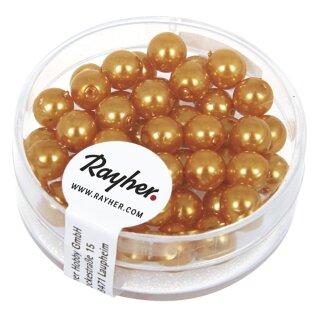 Renaissance Glaswachsperlen, 6mm ø, Dose 45 Stück, goldgelb