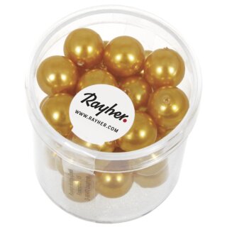 Renaissance Glaswachsperlen, 10mm ø, Dose 35 Stück, goldgelb