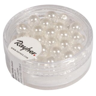 Renaissance Glaswachsperlen, 6 mm, Dose 45 Stück, halbtransparent, schneeweiß