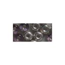 Glas-Großlochradl,transp.metallic, 9mm ø, Loch ø 3mm, Dose 14 Stück, silber irisierend