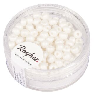 Silk-Bead Glas Rocailles, 4mm ø, Dose 120 Stück, weiß