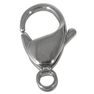 Edelstahl Karabiner-Schließe, 12mm  1 Stück, platin