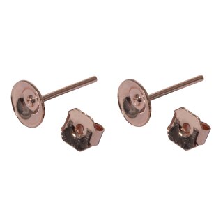 Ohrstecker m. Platine, 6mm ø,  4 Stück, roségold