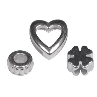 Metall- Zierelemente Lovely, Herz, Kleeblatt&Radl, , silber