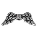 Metall- Zierelement: Flügel, 20mm ø, Loch 1mm ø,  2Stück, altsilber