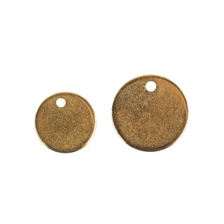 Set Metall-Anhänger Scheiben, je 3 x ø8mm+ø10mm,  6Stück, gold