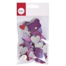 Moosgummi Herzen Glitter, 2+3cm ø, selbstklebend,...