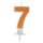 Zahlenkerze 7 mit Glitter und Halter, 10cm, SB-Blister 1Set, orange
