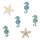 MDF Streuteile Seesterne+Seepferde, 3cm, 2 Designs, 3 Farben,  15 Stück