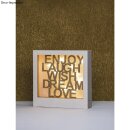 Holzschrift Enjoy Laugh Wish dream LoveFSC100% 18,7x18x0,4cm  natur