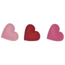 Filz-Herzen, 3 cm, . 24 Stk, 4 Rot-/Pinktöne , gemischt