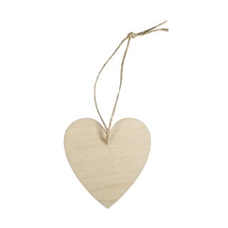 Holz Hänger Herz, FSC100%, 7x6,5x0,3cm,  6Stück, natur
