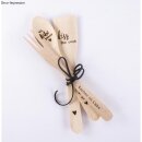 Holz Besteckset, 3 teilig, 30cm, 2,8-5,8cm,  3Stück, natur