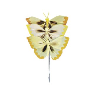 Federschmetterling, 6 cm, . 3 Stück, Gelbtöne