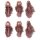 Federn, 5-10cm,  6Stück, pink/braun